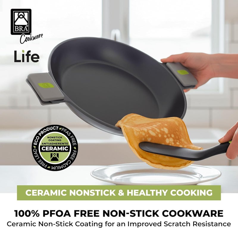 BRA COOKWARE Life Ceramic Nonstick Paella Pan | 14 Inch Recycled Aluminum Spanish Paellera | Ceramic Nonstick Wide Skillet | Oven Safe 425°F | PFOA Free Spanish Paella Skillet | All Cooktops - Image 5